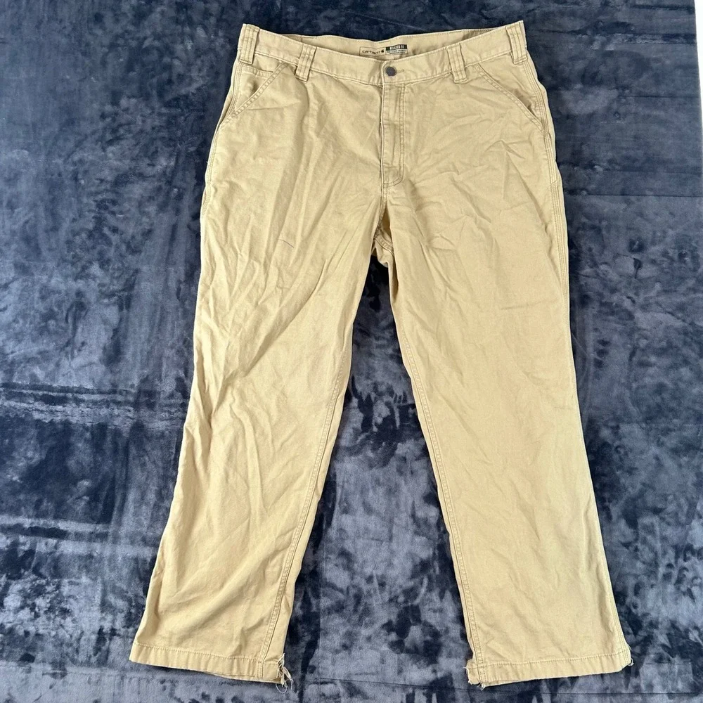 Carhartt‎ Canvas Work Pants Mens 40x32 Tan Relaxed Fit BN2291-M Rugged Flex